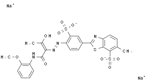disodium 2-{4-[(E)-{1-[(2-methoxyphenyl)amino]-1,3-dioxobutan-2-yl}diazenyl]-3-sulfonatophenyl}-6-methyl-1,3-benzothiazole-7-sulfonate