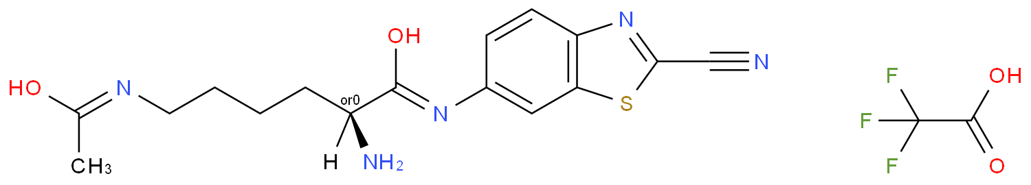 Hexanamide, 6-(acetylamino)-2-amino-N-(2-cyano-6-benzothiazolyl)-, (2S)-, 2,2,2-trifluoroacetate (1:1)