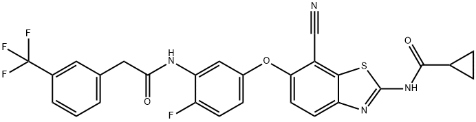 N-[7-cyano-6-[4-fluoro-3-[[2-[3-(trifluoromethyl)phenyl]acetyl]amino]phenoxy]-1,3-benzothiazol-2-yl]cyclopropanecarboxamide