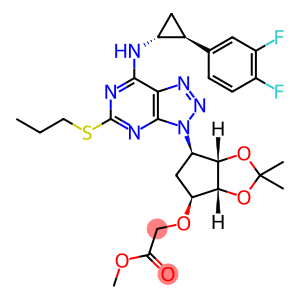 Acetic acid, 2-[[(3aR,4S,6R,6aS)-6-[7-[[(1R,2S)-2-(3,4-difluorophenyl)cyclopropyl]amino]-5-(propylthio)-3H-1,2,3-triazolo[4,5-d]pyrimidin-3-yl]tetrahydro-2,2-dimethyl-4H-cyclopenta-1,3-dioxol-4-yl]oxy]-, methyl ester