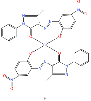 Hydrogen bis[4-[(2-hydroxy-5-nitrophenyl)azo]-3-methyl-1-phenyl-2-pyrazolin-5-onato(2-)]chromate(III)