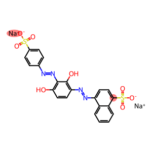 Disodium 4-((2,4-dihydroxy-3-((4-sulphonatophenyl)azo)phenyl)azo)naphthalene-1-sulphonate