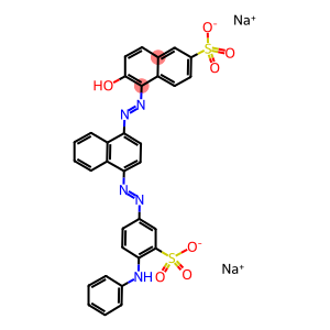 2-Naphthalenesulfonic acid, 6-hydroxy-5-4-4-(phenylamino)-3-sulfophenylazo-1-naphthalenylazo-, disodium salt