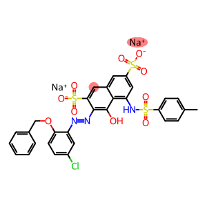 disodium (3E)-3-{2-[2-(benzyloxy)-5-chlorophenyl]hydrazinylidene}-5-{[(4-methylphenyl)sulfonyl]amino}-4-oxo-3,4-dihydronaphthalene-2,7-disulfonate