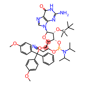 Guanosine, 5'-O-[bis(4-methoxyphenyl)phenylmethyl]-2'-O-[(1,1-dimethylethyl)dimethylsilyl]-, 3'-[2-cyanoethyl bis(1-methylethyl)phosphoramidite] (9CI)