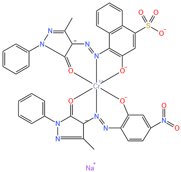 Chromate(2-), (2,4-dihydro-4-((2-hydroxy-4-nitrophenyl)azo)-5-methyl-2-phenyl-3H-pyrazol-3-onato(2-))(4-((4,5-dihydro-3-methyl-5-oxo-1-phenyl-1H-pyrazol-4-yl)azo)-3-hydroxy-1-naphthalenesulfonato(3-))-, disodium