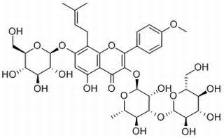 3-[(6-Deoxy-3-O-beta-D-glucopyranosyl-alpha-L-mannopyranosyl)oxy]-7-(beta-D-glucopyranosyloxy)-5-hydroxy-2-(4-methoxyphenyl)-8-(3-methyl-2-buten-1-yl)-4H-1-benzopyran-4-one