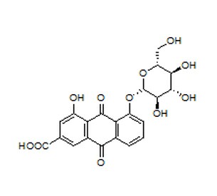 2-Anthroic acid, 9,10-dihydro-9,10-dioxo-5-beta-D-glucopyranosyloxy-4-hydroxy-, calcium salt