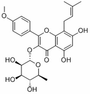 5,7-dihydroxy-2-(4-methoxyphenyl)-8-(3-methylbut-2-en-1-yl)-4-oxo-4H-chromen-3-yl 6-deoxy-alpha-L-mannopyranoside