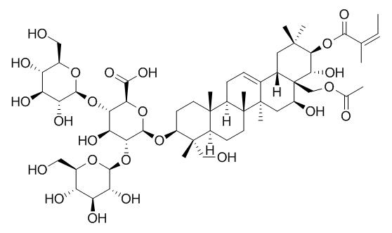 β-D-Glucopyranosiduronic acid, (3β,4β,16α,21β,22α)-28-(acetyloxy)-16,22,23-trihydroxy-21-[[(2Z)-2-methyl-1-oxo-2-buten-1-yl]oxy]olean-12-en-3-yl O-β-D-glucopyranosyl-(1→2)-O-[β-D-glucopyranosyl-(1→4)]-