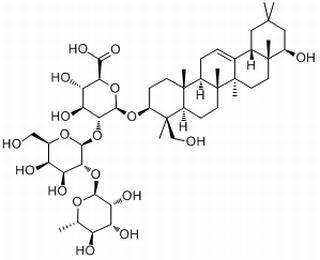 β-D-Glucopyranosiduronic acid, (3β,4β,22β)-22,23-dihydroxyolean-12-en-3-yl O-6-deoxy-α-L-Mannopyranosyl-(1→2)-O-β-D-galactopyranosyl-(1→2)-