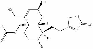 Blinin        4-[2-[(1S,2R,4aS,7S,8aR)-4a-[(Acetyloxy)methyl]-1,2,3,4,4a,7,8,8a-octahydro-7-hydroxy-5-(hydroxymethyl)-1,2-dimethyl-1-naphthalenyl]ethyl]-2(5H)-furanone