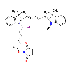 1-(6-((2,5-dioxopyrrolidin-1-yl)oxy)-6-oxohexyl)-3,3-dimethyl-2-((1E,3E)-5-((Z)-1,3,3-trimethylindolin-2-ylidene)penta-1,3-dien-1-yl)-3H-indol-1-ium chloride