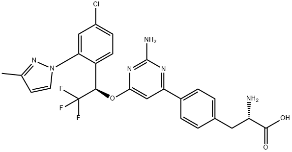 (2S)-2-Amino-3-[4-[2-amino-6-[[(1R)-1-[4-chloro-2-(3-methylpyrazol-1-yl)phenyl]-2,2,2-trifluoroethyl]oxy]pyrimidin-4-yl]phenyl]propionic acid
