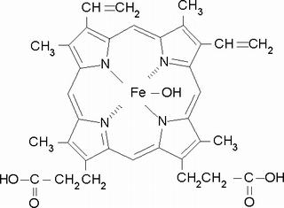 iron(2+) 2,18-bis(2-carboxyethyl)-7,12-diethenyl-3,8,13,17-tetramethylporphine-21,23-diide