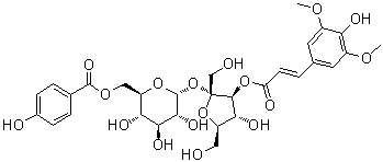((2R,3S,4S,5R,6R)-3,4,5-trihydroxy-6-(((2R,3S,4R,5R)-4-hydroxy-3-(((E)-3-(4-hydroxy-3,5-dimethoxyphenyl)acryloyl)oxy)-2,5-bis(hydroxymethyl)tetrahydrofuran-2-yl)oxy)tetrahydro-2H-pyran-2-yl)methyl 4-hydroxybenzoate
