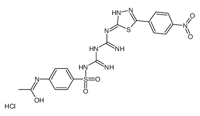 Acetamide,N-(4-(((imino((imino((5-(4-nitrophenyl)-1,3,4-thiadiazol-2-yl)amino)methyl)amino)methyl)amino)sulfonyl)phenyl)-,monohydrochloride