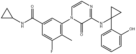 N-cyclopropyl-3-fluoro-5-(3-((1-(2-hydroxyphenyl)cyclopropyl)amino)-2-oxopyrazin-1(2H)-yl)-4-methylbenzamide