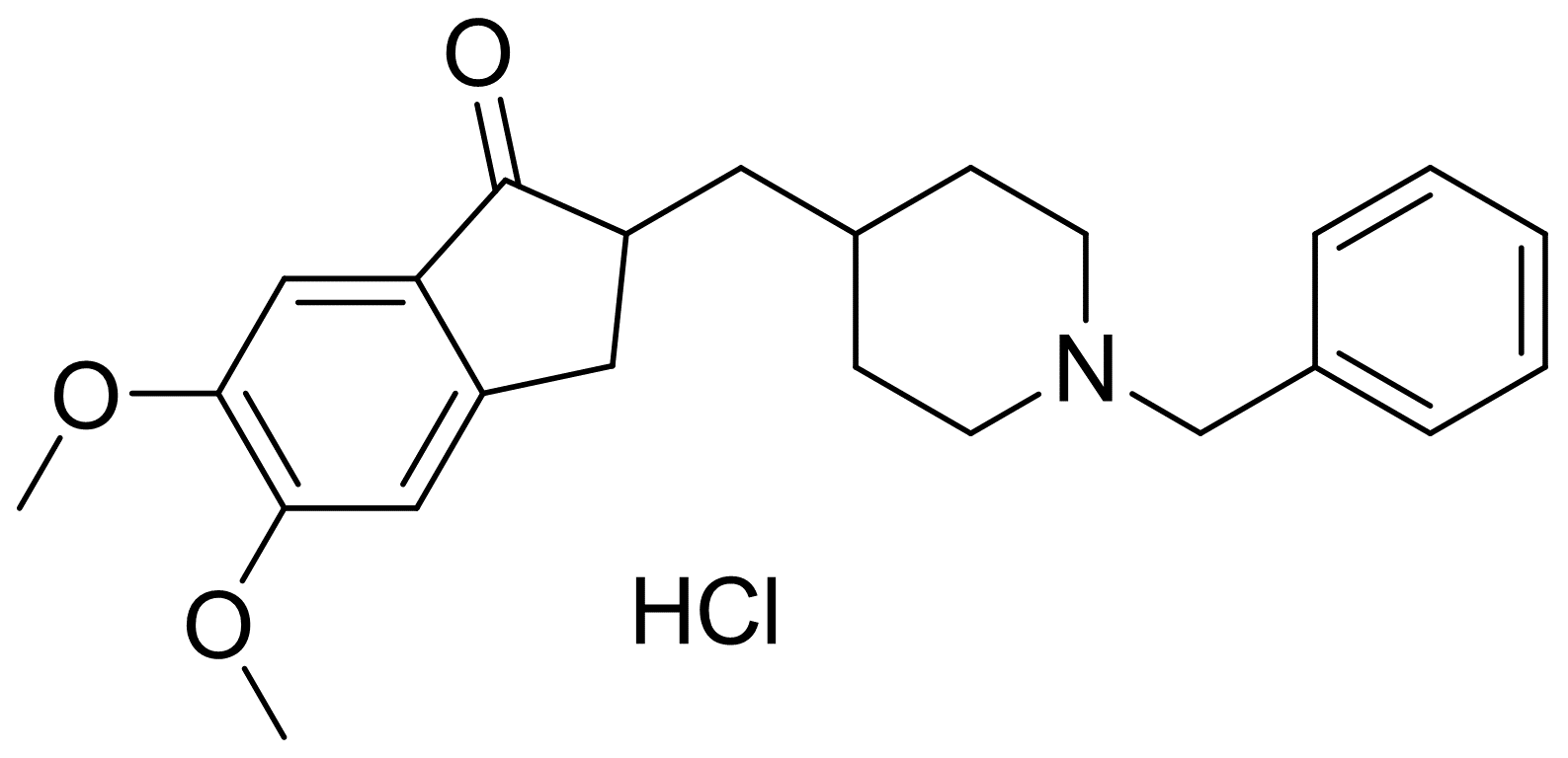 2,3-dihydro-5,6-dimethoxy-2-{[1-(phemylmethyl)-4-piperidinyl]methyl}-1H-indan-1-one HCL