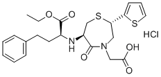 1,4-Thiazepine-4(5H)-acetic acid, 6-[[(1S)-1-(ethoxycarbonyl)-3-phenylpropyl]amino]tetrahydro-5-oxo-2-(2-thienyl)-, monohydrochloride, (2S,6R)- (9CI)