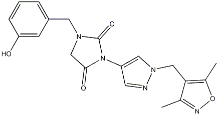 3-(1-((3,5-DIMETHYLISOXAZOL-4-YL)METHYL)-1H-PYRAZOL-4-YL)-1-(3-HYDROXYBENZYL)IMIDAZOLIDINE-2,4-DIONE