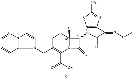1-[[(6R,7R)-7-[(Z)-2-(5-氨基-1,2,4-噻二唑-3-基)-2-甲氧亚氨基乙酰胺基]-2-羧基-8-氧代-5-硫杂-1-氮杂双环[4.2.0]辛-2-烯-3-基]甲基]咪唑并[1,2-b]哒嗪鎓内盐盐酸盐