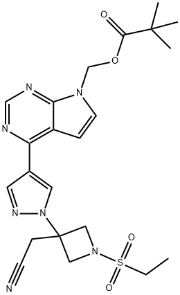 Propanoic acid, 2,2-dimethyl-, [4-[1-[3-(cyanomethyl)-1-(ethylsulfonyl)-3-azetidinyl]-1H-pyrazol-4-yl]-7H-pyrrolo[2,3-d]pyrimidin-7-yl]methyl ester