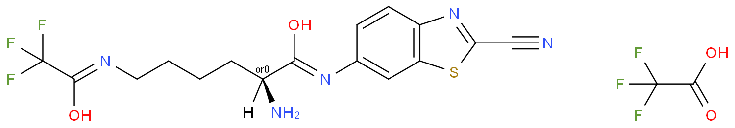 Hexanamide, 2-amino-N-(2-cyano-6-benzothiazolyl)-6-[(2,2,2-trifluoroacetyl)amino]-, (2S)-, 2,2,2-trifluoroacetate (1:1)