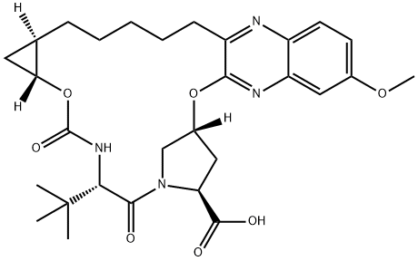 (33R,35S,91R,92R,5S)-5-(tert-butyl)-17-methoxy-4,7-dioxo-2,8-dioxa-6-aza-1(2,3)-quinoxalina-3(3,1)-pyrrolidina-9(1,2)-cyclopropanacyclotetradecaphane-35-carboxylicacid