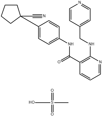 N-(4-(1-cyanocyclopentyl)phenyl)-2-((pyridin-4-ylmethyl)amino)nicotinamide methanesulfonic acid