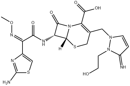 5-amino-2-{[(6R,7R)-7-{[(2Z)-2-(2-amino-1,3-thiazol-4-yl)-2-(methoxyimino)acetyl]amino}-2-carboxy-8-oxo-5-thia-1-azabicyclo[4.2.0]oct-2-en-3-yl]methyl}-1-(2-hydroxyethyl)-1H-pyrazol-2-ium