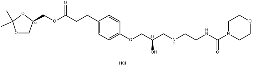 Benzenepropanoic acid, 4-[(2R)-2-hydroxy-3-[[2-[(4-morpholinylcarbonyl)amino]ethyl]amino]propoxy]-, [(4R)-2,2-dimethyl-1,3-dioxolan-4-yl]methylester, hydrochloride