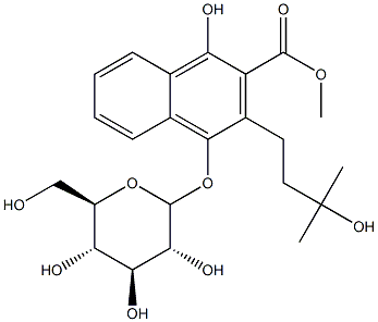 2-Naphthalenecarboxylic acid,4-(D-glucopyranosyloxy)-1-hydroxy-3-(3-hydroxy-3-methylbutyl)-, methyl ester