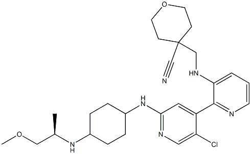 4-((5'-chloro-2'-((1R,4r)-4-((R)-1-methoxypropan-2-ylamino)cyclohexylamino)-2,4'-bipyridin-6-ylamino)methyl)tetrahydro-2H-pyran-