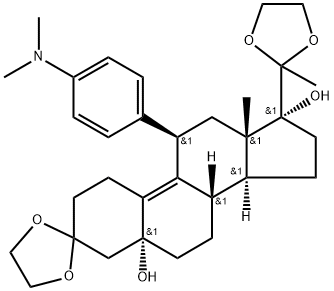 (5A,11B)-11-[4-(二甲基氨基)苯基]-5,17-二羟基-19-去甲基雄甾-9-烯-3,20-二酮双(1,2-乙二醇)环缩醛