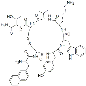 10-(4-aminobutyl)-N-(1-amino-3-hydroxy-1-oxobutan-2-yl)-19-[(2-amino-3-naphthalen-2-ylpropanoyl)amino]-16-[(4-hydroxyphenyl)methyl]-13-(1H-indol-3-ylmethyl)-6,9,12,15,18-pentaoxo-7-propan-2-yl-1,2-dithia-5,8,11,14,17-pentazacycloicosane-4-carboxamide