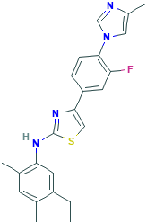 N-(5-ethyl-2,4-dimethylphenyl)-4-(3-fluoro-4-(4-methyl-1H-imidazol-1-yl)phenyl)thiazol-2-amine