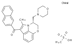 (R)-(+)-(2,3-Dihydro-5-methyl-3-(4-morpholinylmethyl)pyrrolo[1.2.3-de]-1,4-benzoxazin-6-yl)-1-naphthalenylmethanonemesy