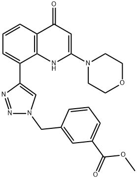 Methyl 3-((4-(2-morpholino-4-oxo-1,4-dihydroquinolin-8-yl)-1H-1,2,3-triazol-1-yl)methyl)benzoate