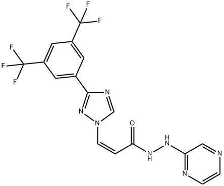 2-Propenoic acid, 3-[3-[3,5-bis(trifluoromethyl)phenyl]-1H-1,2,4-triazol-1-yl]-, 2-(2-pyrazinyl)hydrazide, (2Z)-