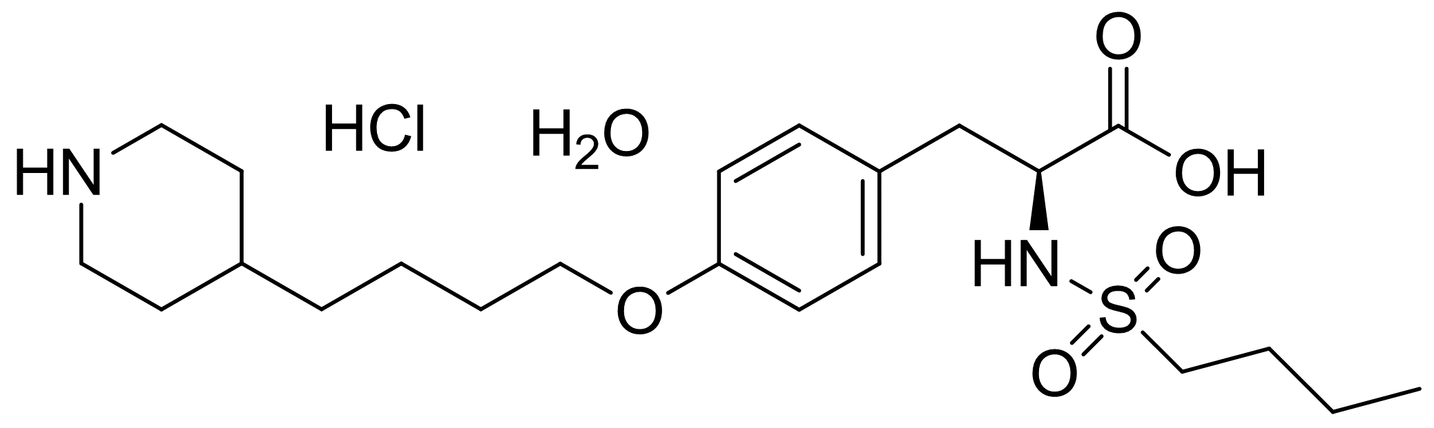 n-(butylsulfonyl)-o-(4-(4-piperidinyl)butyl)-l-tyrosine hydrochloride monohydrate