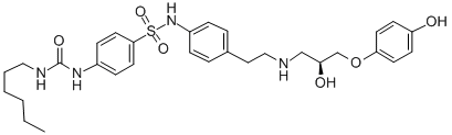 (S)-4-(3-Hexylureido)-N-(4-(2-((2-hydroxy-3-(4-hydroxyphenoxy)propyl)amino)ethyl)phenyl)benzenesulfonamide