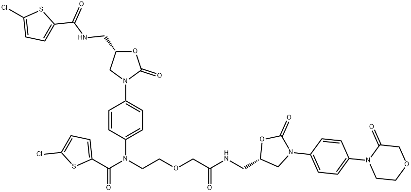 5-Chloro-N-[4-[(5S)-5-[[[(5-chloro-2-thienyl)carbonyl]amino]methyl]-2-oxo-3-oxazolidinyl]phenyl]-N-[2-[2-oxo-2-[[[(5S)-2-oxo-3-[4-(3-oxo-4-morpholinyl)phenyl]-5-oxazolidinyl]methyl]amino]ethoxy]ethyl]-2-Thiophenecarboxamide