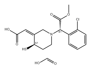 Formic acid, compd. with 1-methyl (αS,3Z,4R)-3-(carboxymethylene)-α-(2-chlorophenyl)-4-mercapto-1-piperidineacetate (1:1)