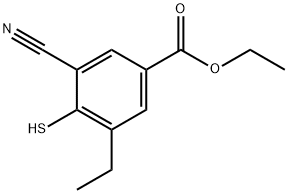 Benzoic acid, 3-cyano-5-ethyl-4-mercapto-, ethyl ester