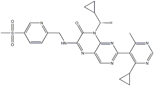 8-((S)-1-Cyclopropyl-ethyl)-2-(4-cyclopropyl-6-methyl-pyrimidin-5-yl)-6-[(5-methanesulfonyl-pyridin-2-ylmethyl)-amino]-8H-pteridin-7-one