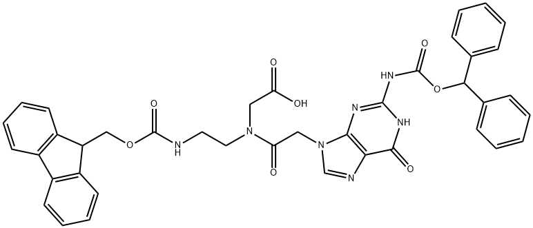 2-(N-(2-((((9H-Fluoren-9-yl)methoxy)carbonyl)amino)ethyl)-2-(2-(((benzhydryloxy)carbonyl)amino)-6-oxo-5H-purin-9(6H)-yl)acetamido)acetic acid