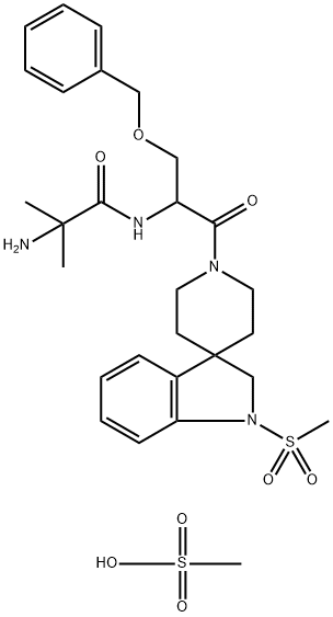 2-Amino-N-[3-(benzyloxy)-1-[1-(methylsulfonyl)spiro[indoline-3,4'-piperidin]-1'-yl]-1-oxopropan-2-yl]-2-methylpropanamide Methanesulfonate