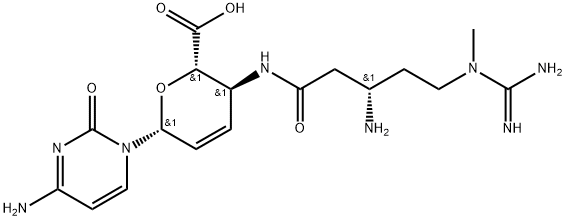 .beta.-D-erythro-Hex-2-enopyranuronic acid, 4-3-amino-5-(aminoiminomethyl)methylamino-1-oxopentylamino-1-(4-amino-2-oxo-1(2H)-pyrimidinyl)-1,2,3,4-tetradeoxy-, (S)-