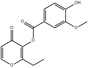 Benzoic acid, 4-hydroxy-3-methoxy-, 2-ethyl-4-oxo-4H-pyran-3-yl ester